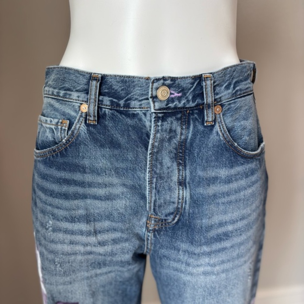 Scotch & Soda‎ The Bay Purple Floral Distressed Organic Cotton Boyfriend Jeans - Picture 5 of 16